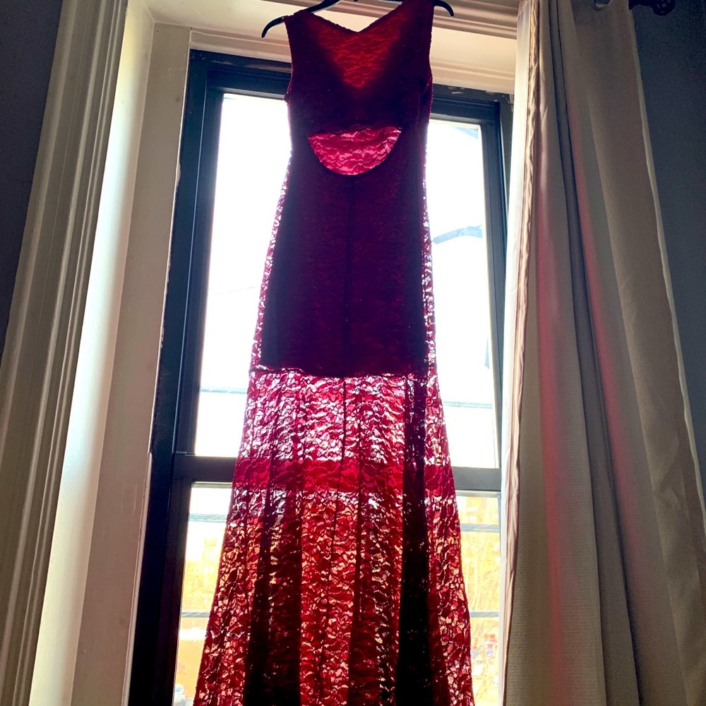 Burgundy Lace Gown